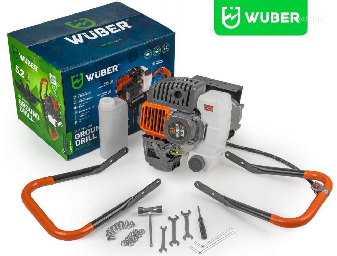 Benzininis žemės gražtas Wuber su trim grąžtais - nuotraukos Nr. 12