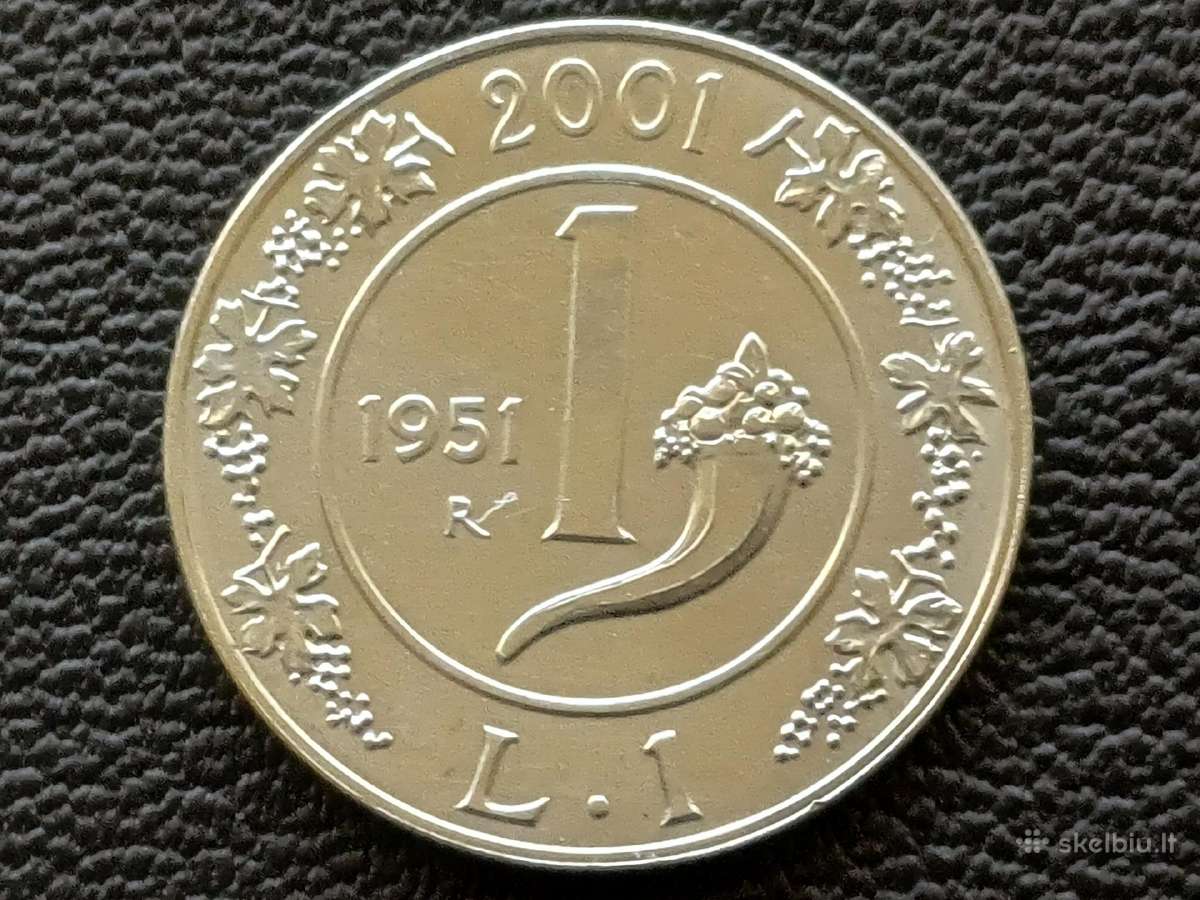1 lira 2001m. Italija sidabras 835 unc.