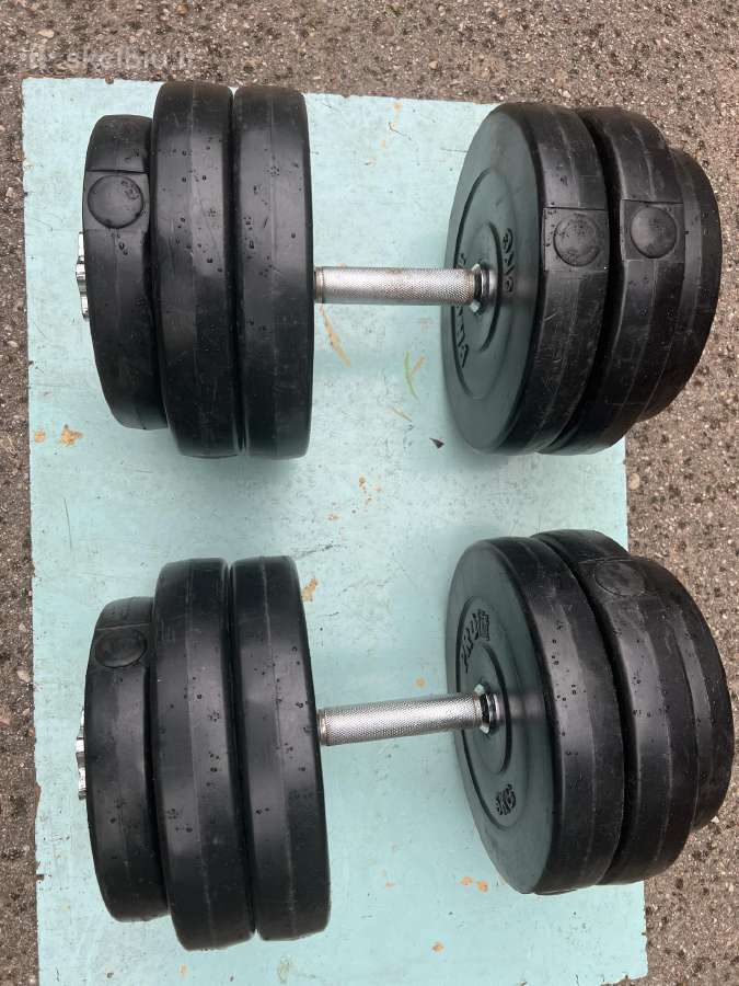 Hanteliai 2x20kg metaliniai, surenkami - nuotraukos Nr. 2
