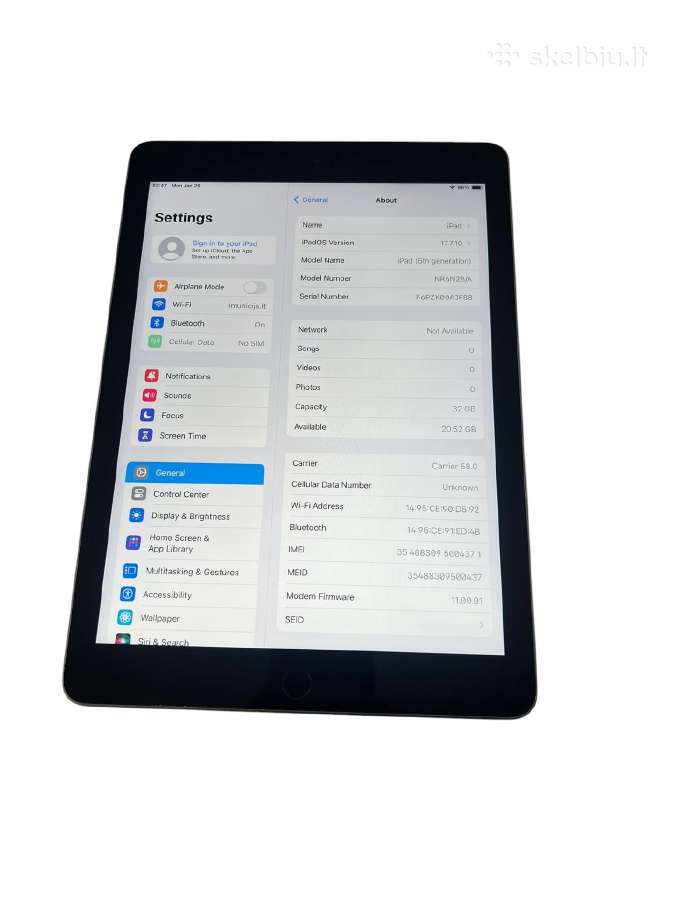 iPad (6th Generation) 32gb +Sim + 3 mėn. garantija - nuotraukos Nr. 5