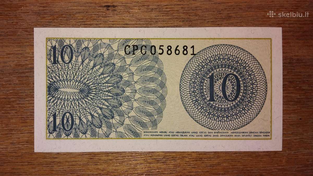 Indonezijos 10 sen banknotas - nuotraukos Nr. 2