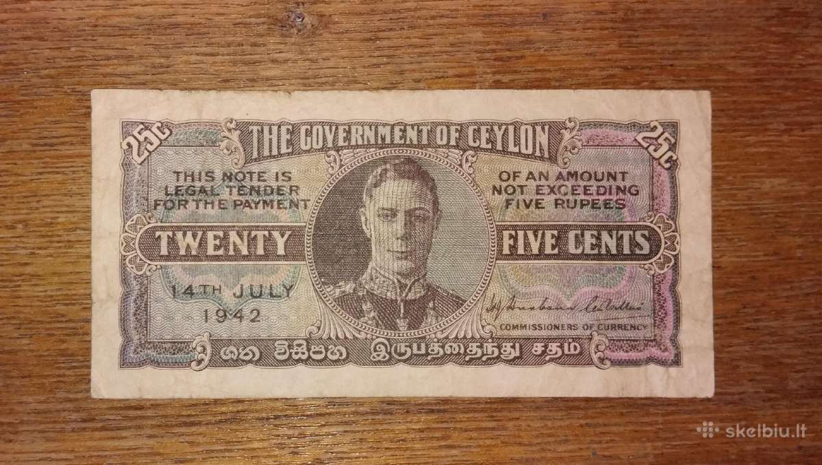 Ceylono 25 centu banknotas