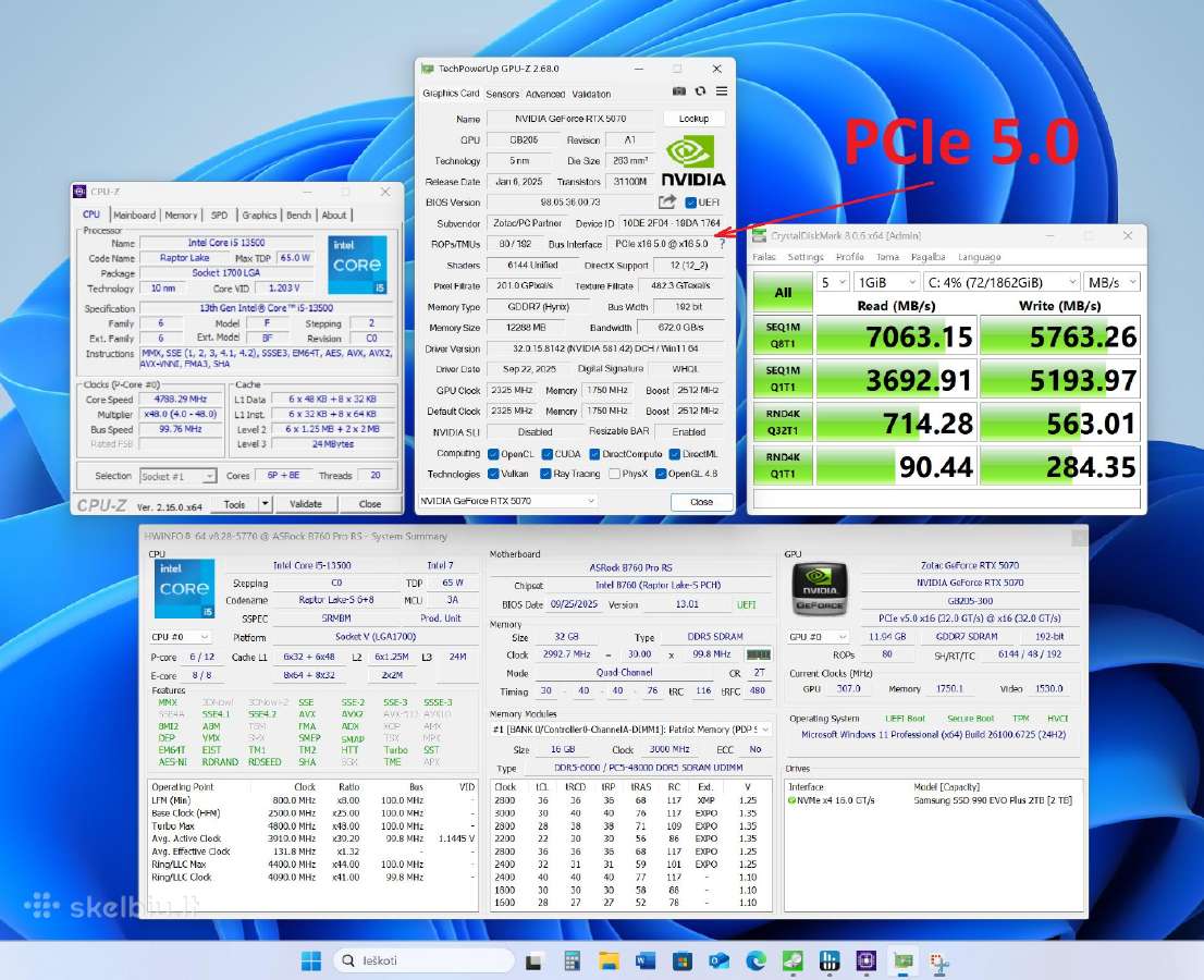 I5-13500, rtx5070, 32gb/ddr5, 2tb/SSD, Win11pro - nuotraukos Nr. 9