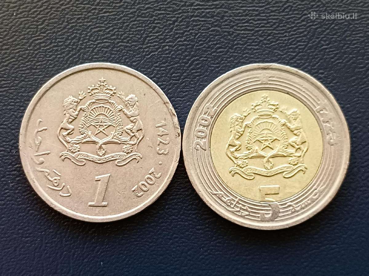 1 ir 5 dirhamai 2002m. Marokas