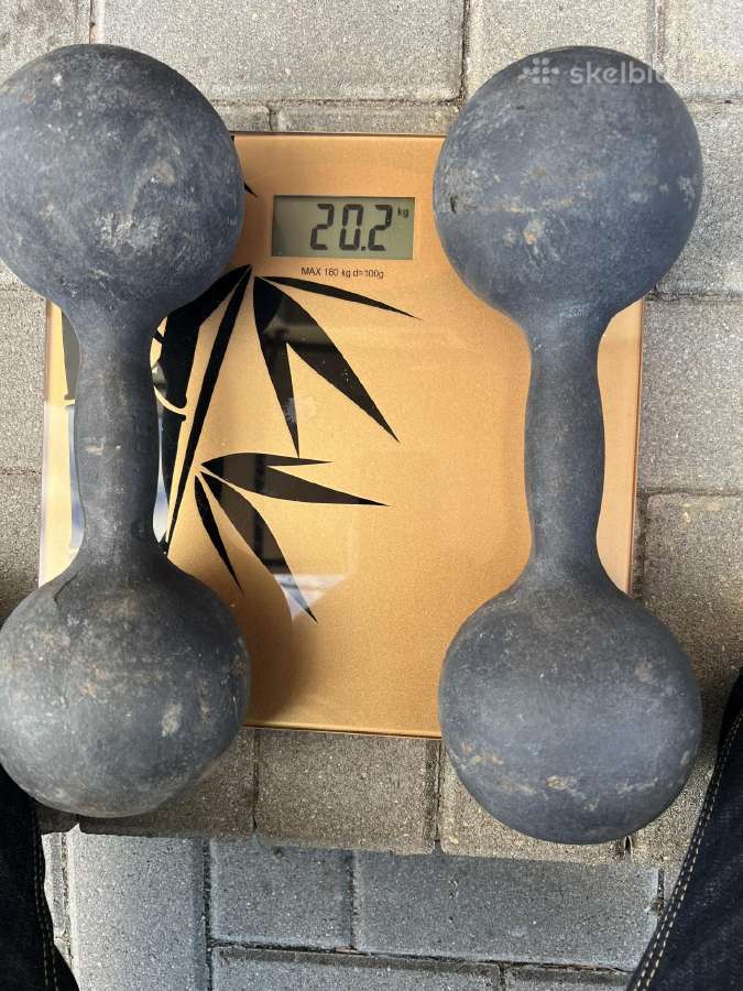 Hanteliai 2x12kg bumbuliniai, špižiniai