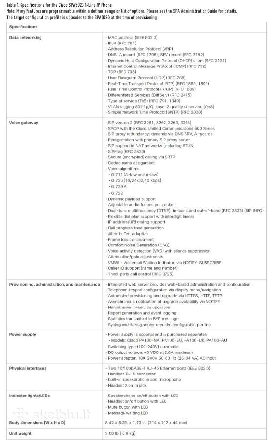 Ip telefonas "Cisco Spa 502g" su 1 linija - nuotraukos Nr. 7