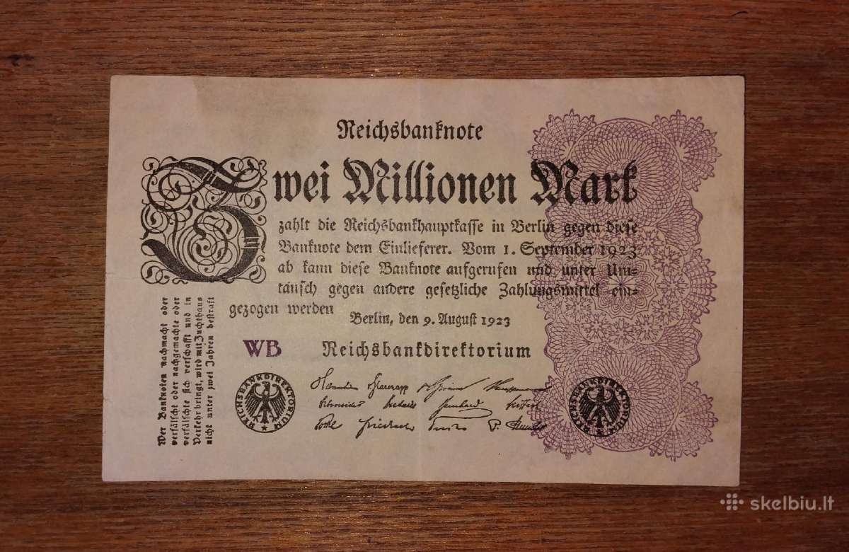 Vokietijos 2 mln markių banknotas