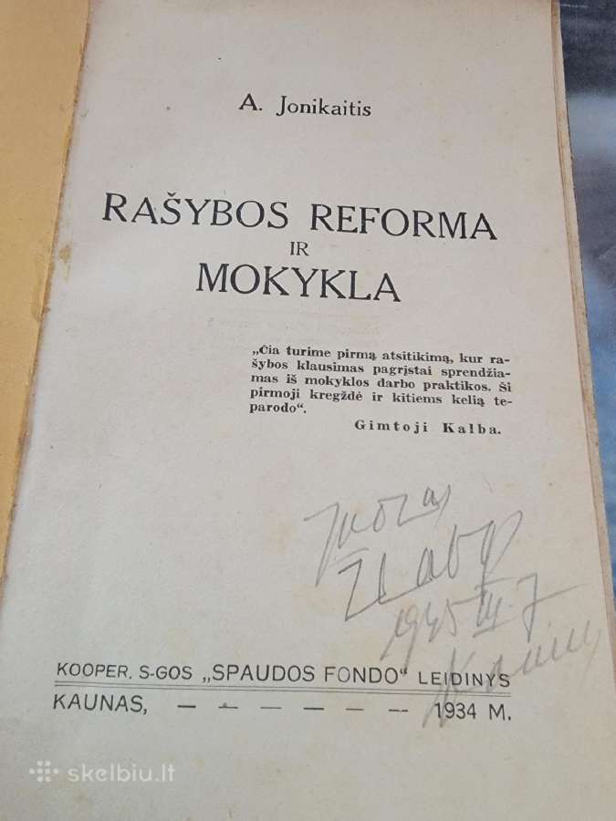 1934 m.a.jonikaičio "Rašybos reforma ir mokykla" - nuotraukos Nr. 2
