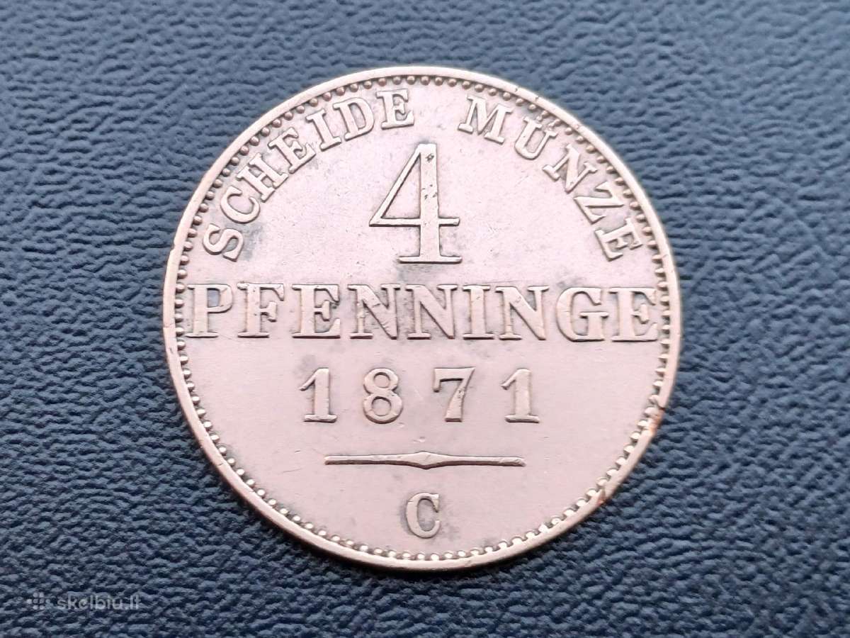 4 feningai 1871c Prusija.