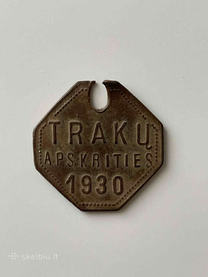 Traku Apskrities Suns Zetonas 1930m, Kastinis - nuotraukos Nr. 3