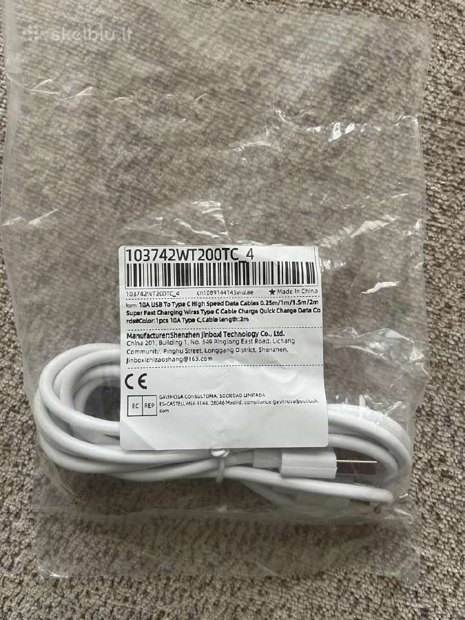 2 m Didelės spartos Usb-c tipo duomenų įkrovimo