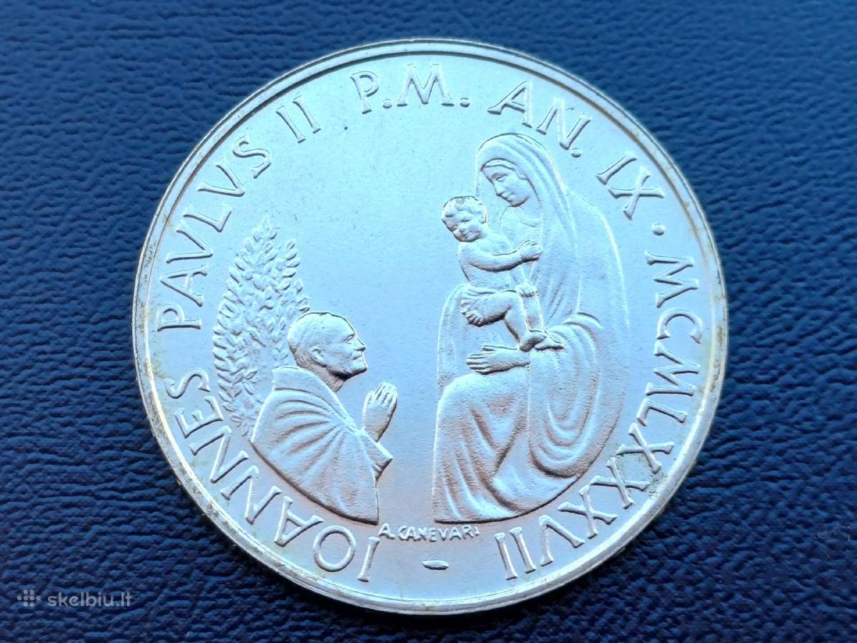 1000 lirų 1987m. Vatikanas sidabras 835 unc - nuotraukos Nr. 2