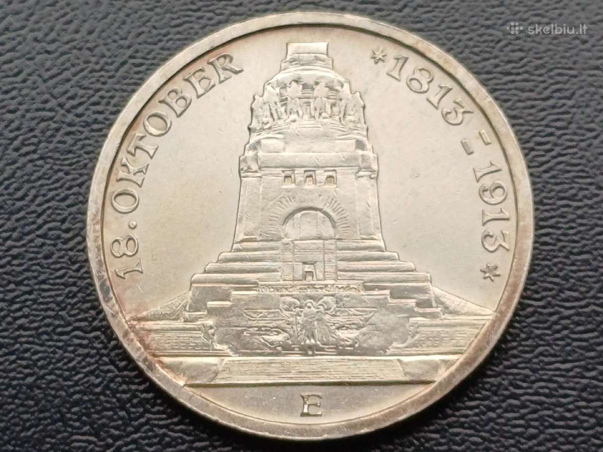 3 markes 1913m. sidabras 900 unc
