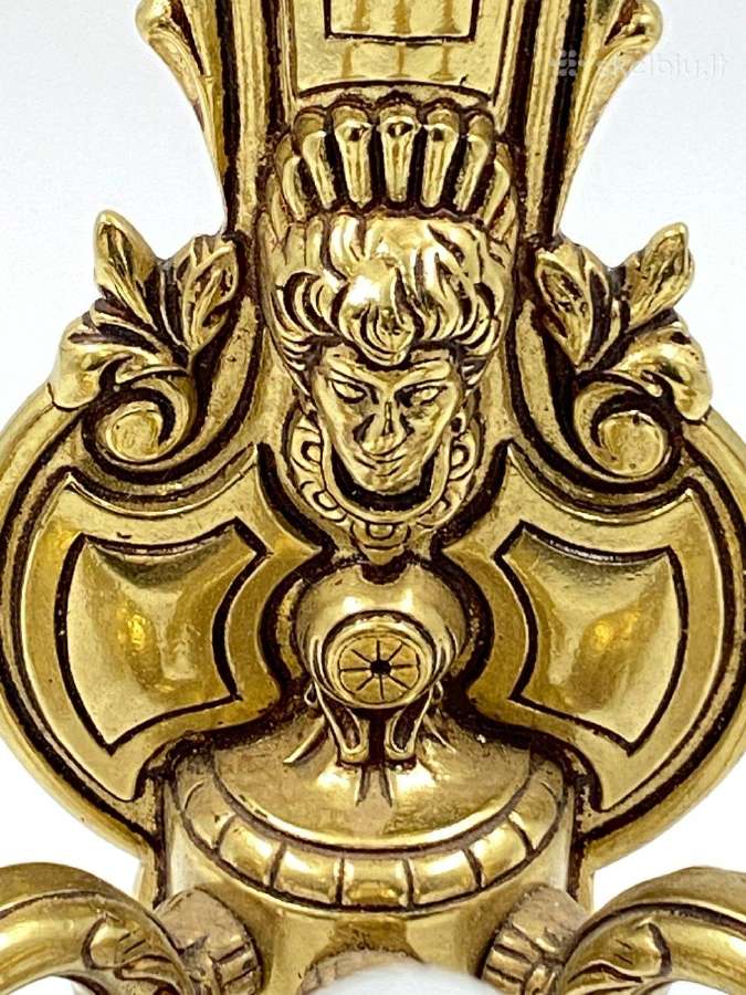 Žalvarinis trijų šakų sieninis šviestuvas - nuotraukos Nr. 9
