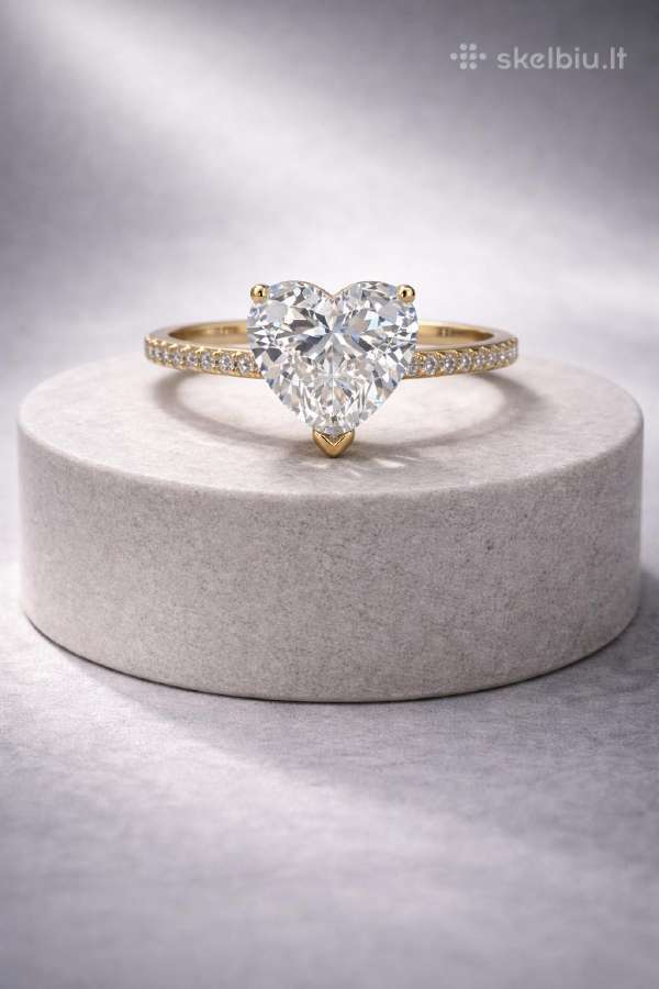 14 kt geltono Aukso Žiedas su 3.05ct Deimantu - nuotraukos Nr. 5