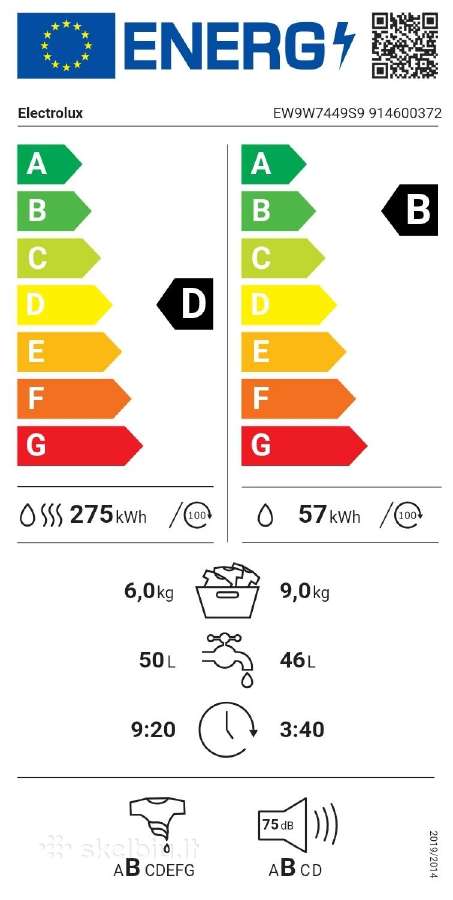 Skalbyklė / Džiovyklė Electrolux 900 9/6kg B - nuotraukos Nr. 17