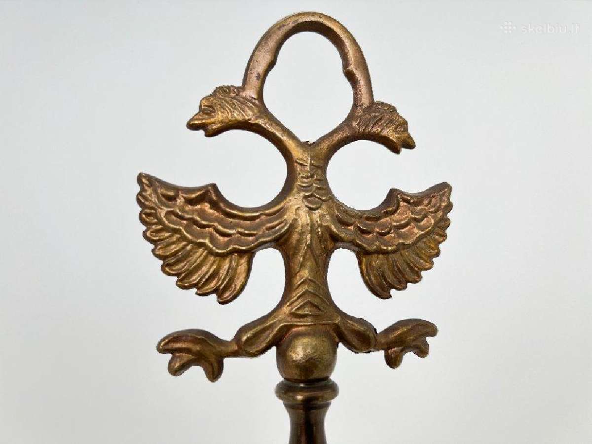 Žalvarinis pastatomas penkių šakų šviestuvas - nuotraukos Nr. 5