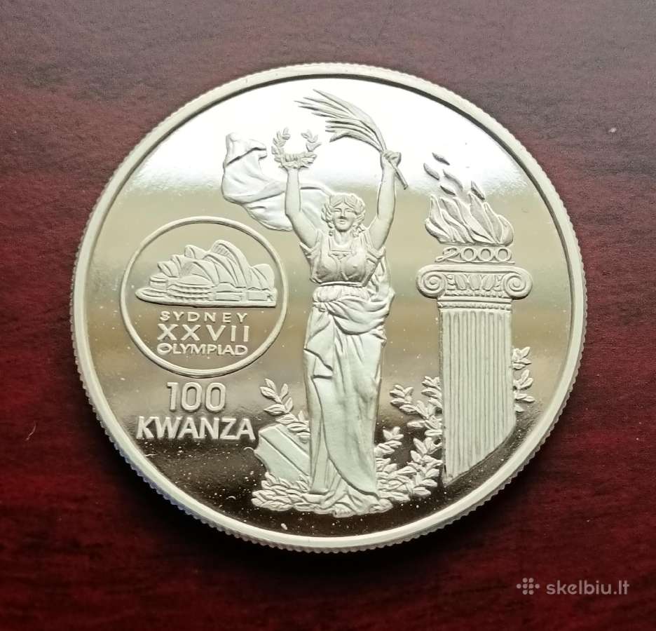 Sidabrinė Angolos 100 Kvanzų proginė moneta