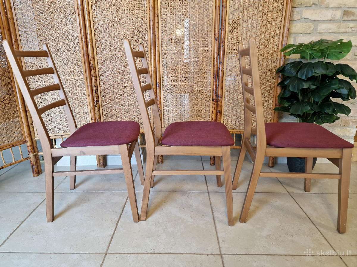 Vintažinės mid century bukmedžio kėdės