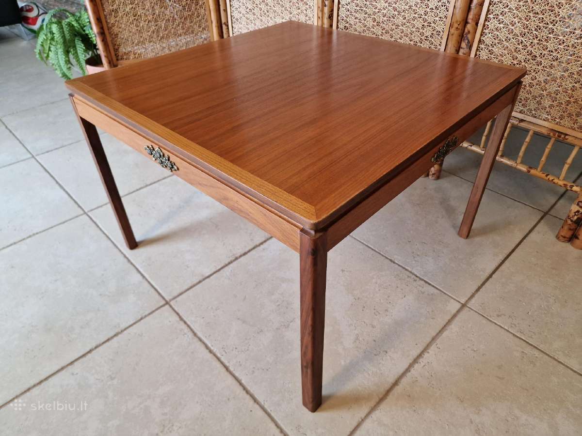 Vintažinis mid century tikmedžio kavos staliukas - nuotraukos Nr. 4