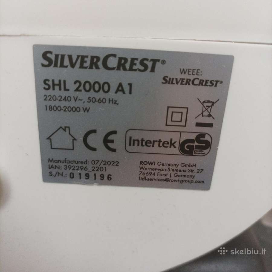 Elektr. šildytuvas su ventiliatoriumi, De ir mažas - nuotraukos Nr. 3
