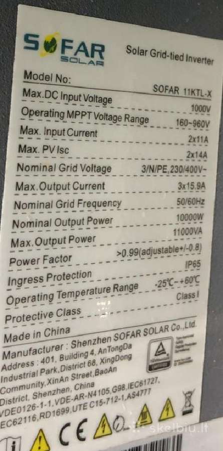Saulės inverteriai On-grid 11,12,17kw Pigiau - nuotraukos Nr. 3