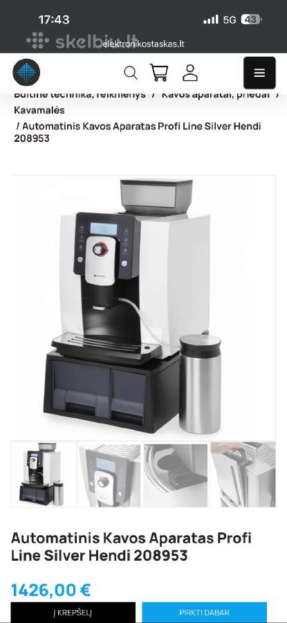 Automatinis Kavos Aparatas Profi Line Silver Hend - nuotraukos Nr. 3