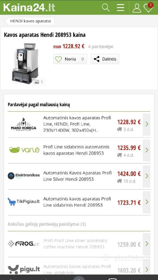 Automatinis Kavos Aparatas Profi Line Silver Hend - nuotraukos Nr. 4