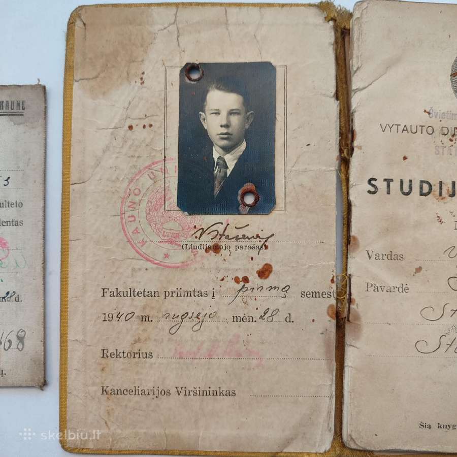 Tarpukario Vdu studijų knygelė ir liudijimas 1940 - nuotraukos Nr. 11
