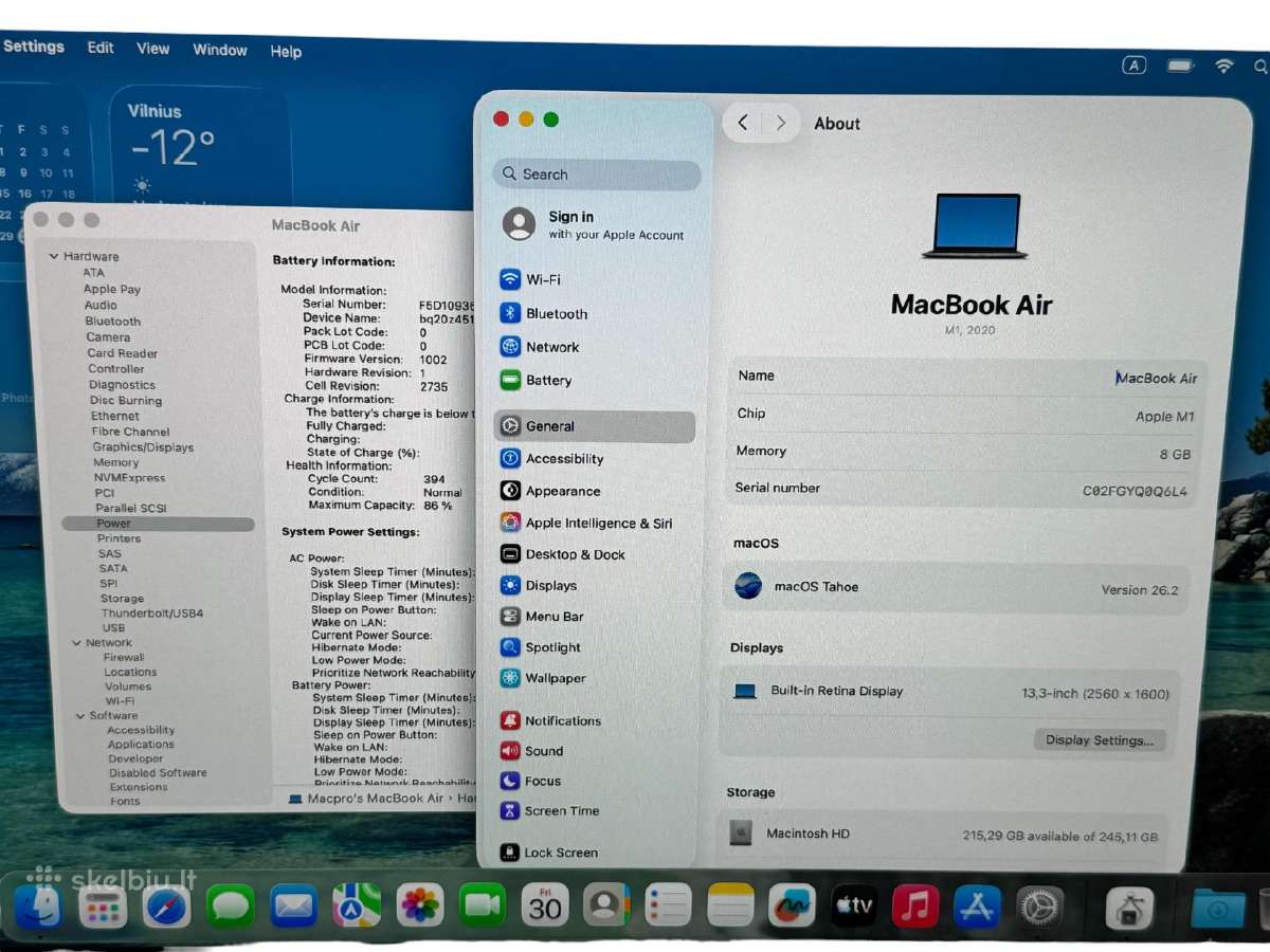 MacBook Air 2020 Apple M1 8/256gb +3mėn. garantija - nuotraukos Nr. 6