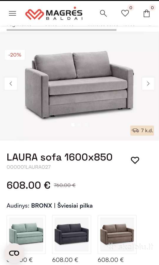 Sofa Laura - su miegojimo funkcija tik 500 eur - nuotraukos Nr. 9
