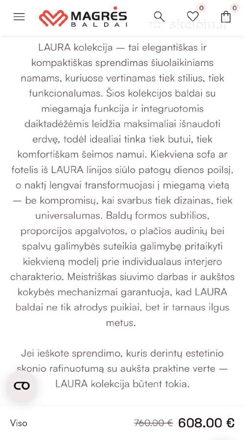 Sofa Laura - su miegojimo funkcija tik 500 eur - nuotraukos Nr. 11