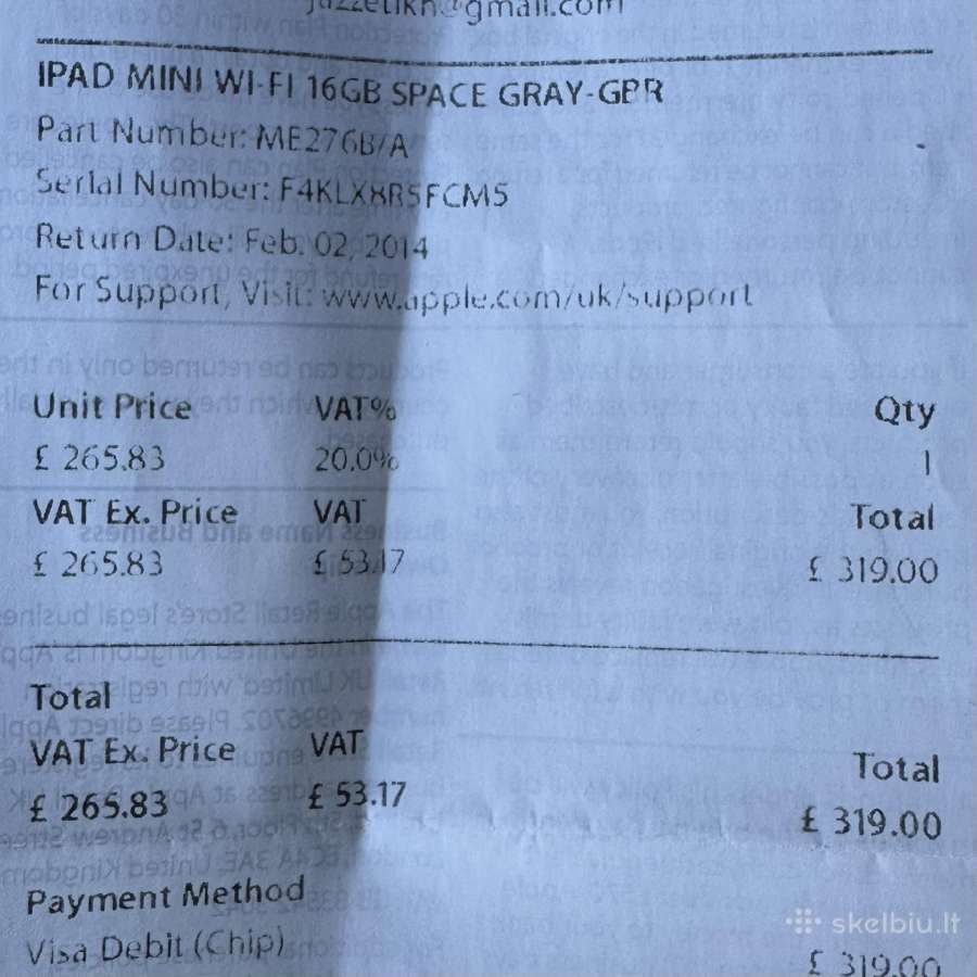 iPad Mini 16gb Wi-fi (2014) – Būklė Wow - nuotraukos Nr. 5