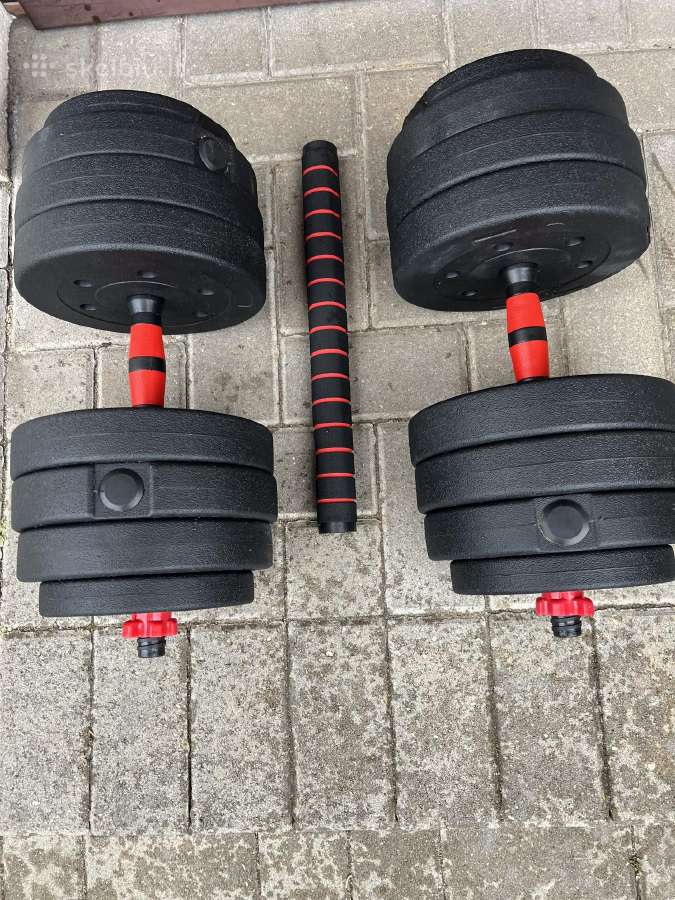 Hanteliai 2x10/2x15kg su štangos funkcija
