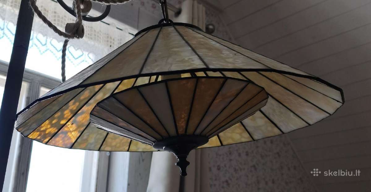 Unikalus Tiffany stiliaus lubinis šviestuvas - nuotraukos Nr. 5