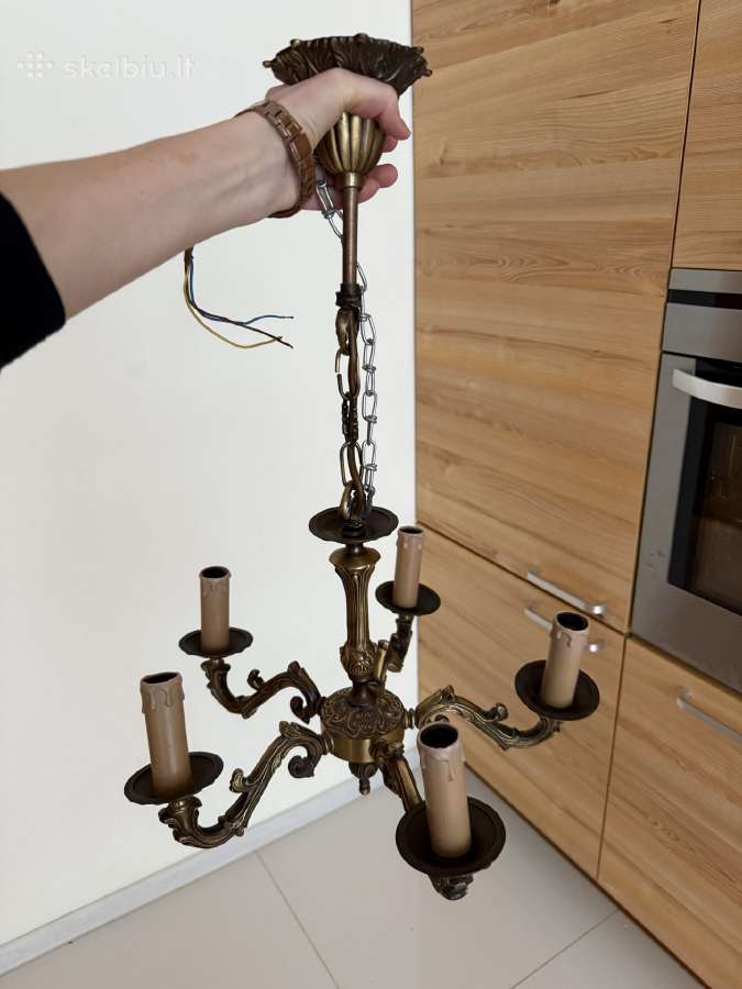 Antikvarinis žalvarinis šviestuvas - nuotraukos Nr. 2