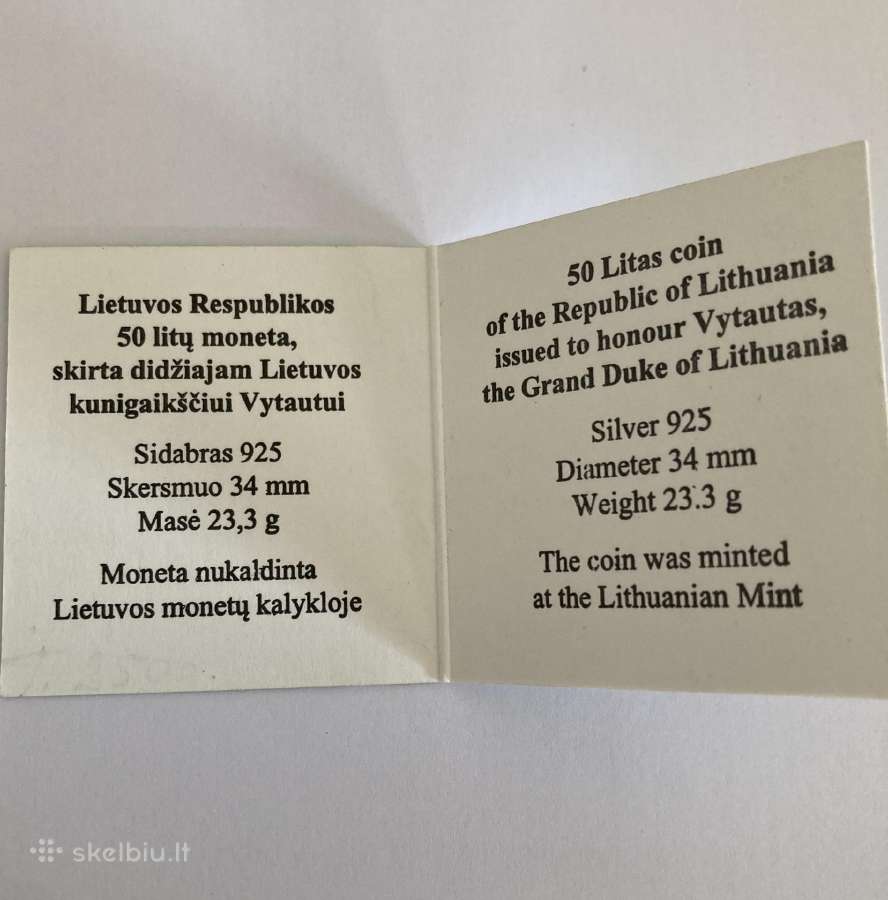 Sertifikatai Lietuvos banko monetoms - nuotraukos Nr. 6