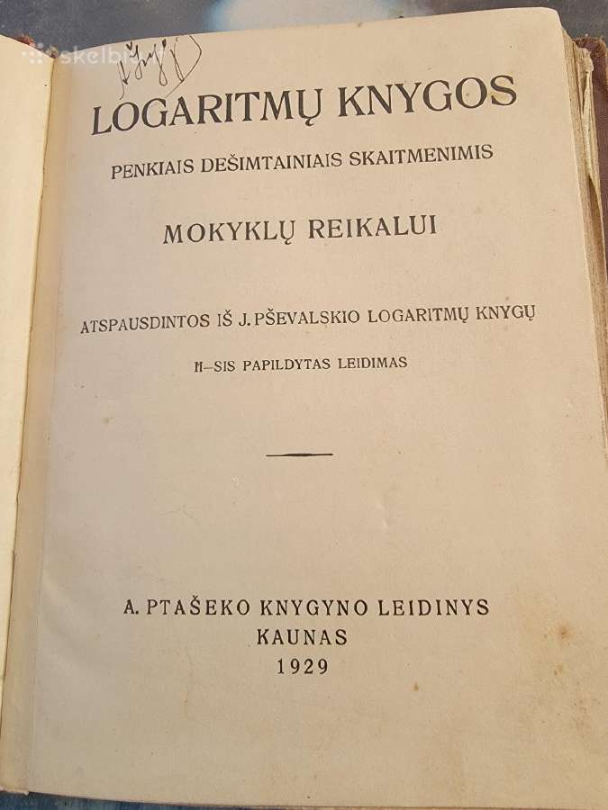1929 m. J.pševalskio "Logoritmų knygos" - nuotraukos Nr. 2