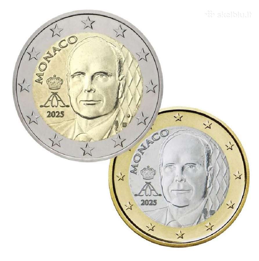 Monako 2025 Naujo dizaino dvi monetos
