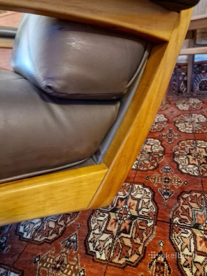 Vintažinis mid century Himolla odinis/tiko fotelis - nuotraukos Nr. 28