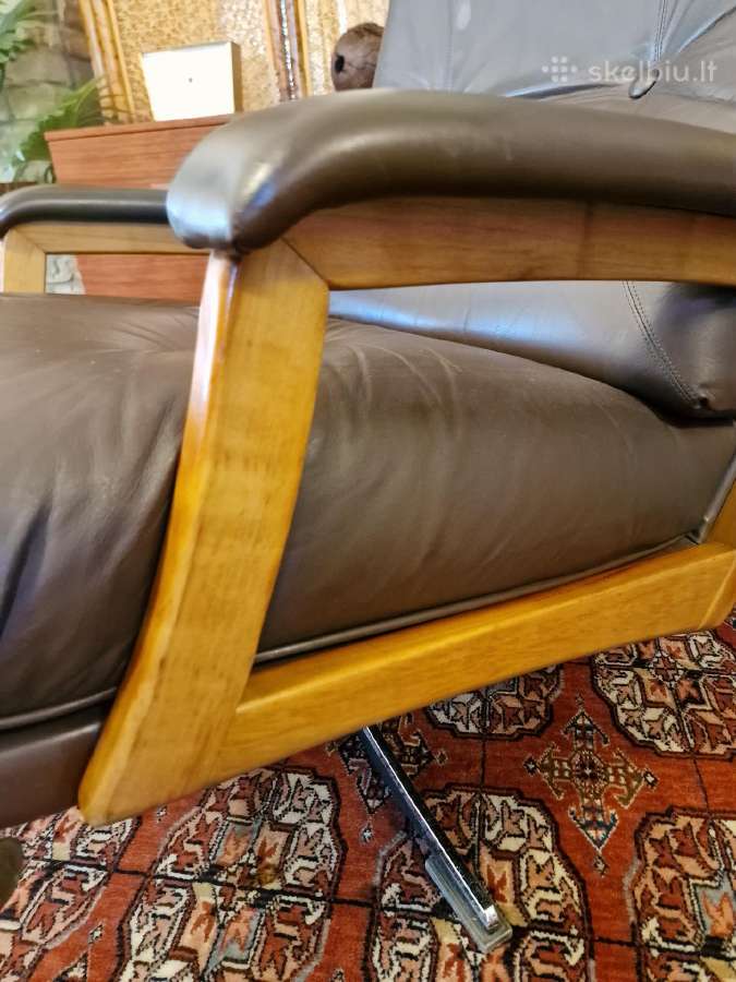 Vintažinis mid century Himolla odinis/tiko fotelis - nuotraukos Nr. 29