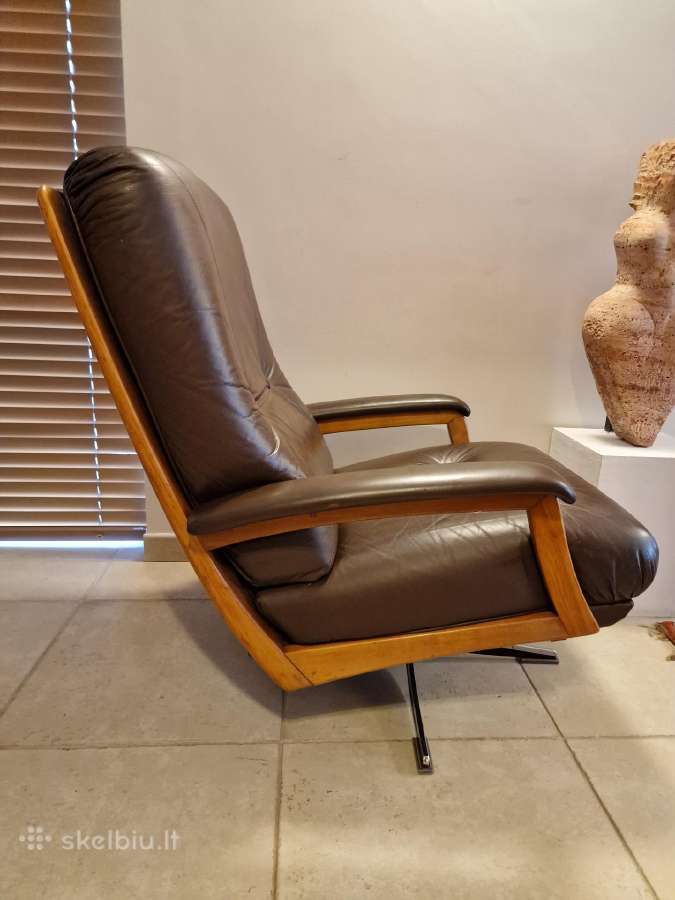 Vintažinis mid century Himolla odinis/tiko fotelis - nuotraukos Nr. 33
