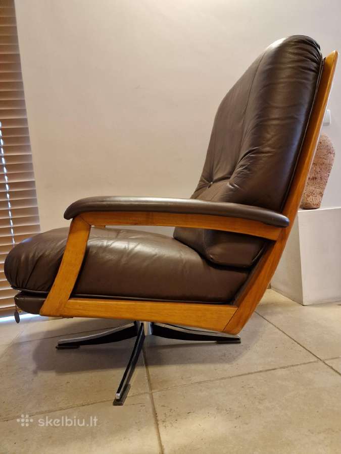 Vintažinis mid century Himolla odinis/tiko fotelis - nuotraukos Nr. 34