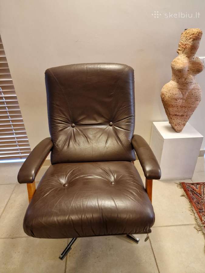 Vintažinis mid century Himolla odinis/tiko fotelis - nuotraukos Nr. 35