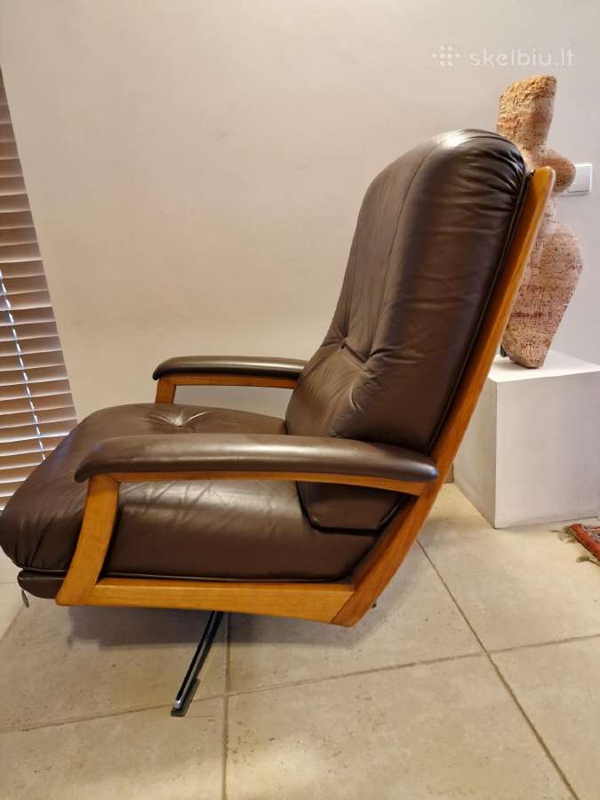 Vintažinis mid century Himolla odinis/tiko fotelis - nuotraukos Nr. 36