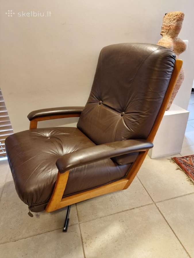 Vintažinis mid century Himolla odinis/tiko fotelis - nuotraukos Nr. 38
