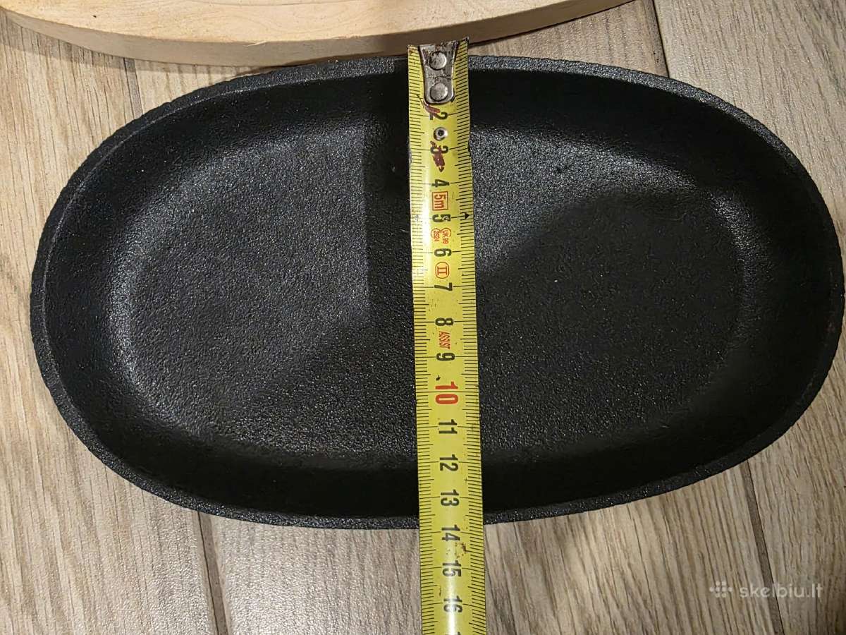Ketaus keptuvė su rankena ir mediniu padėklu - nuotraukos Nr. 6