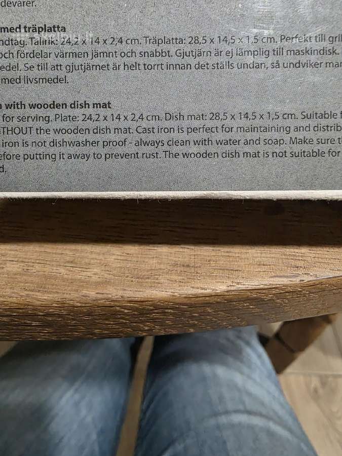 Ketaus keptuvė su rankena ir mediniu padėklu - nuotraukos Nr. 7