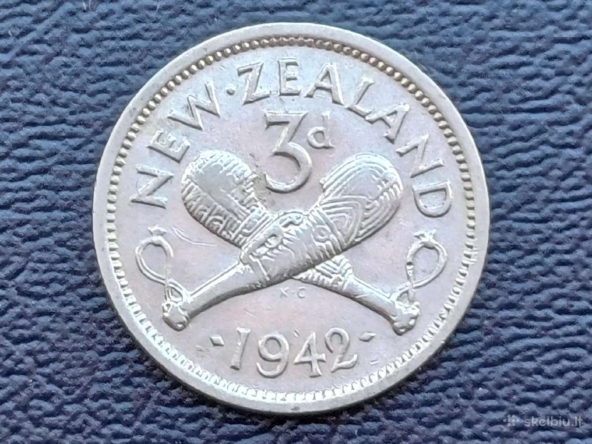 3 pensai 1942m. Naujoji Zelandija sidabras