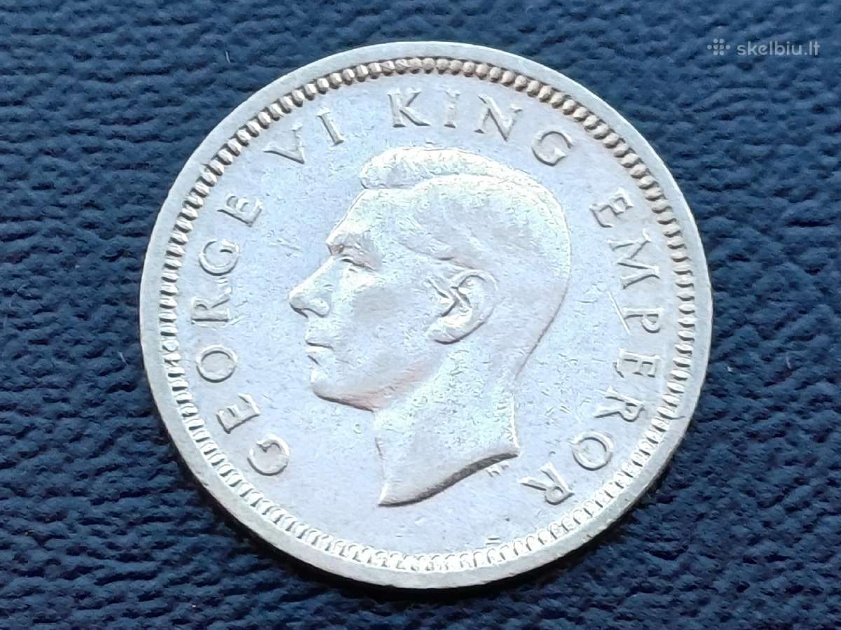 3 pensai 1942m. Naujoji Zelandija sidabras - nuotraukos Nr. 2